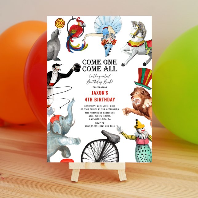 Vintage Circus Themed Kids Birthday Invitation (Creator Uploaded)