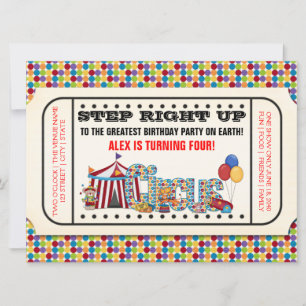 Vintage Circus Ticket Birthday Party Invitation