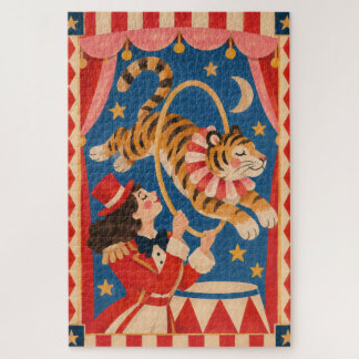 Vintage Circus Tiger and Ringmaster Funhaus Jigsaw Puzzle