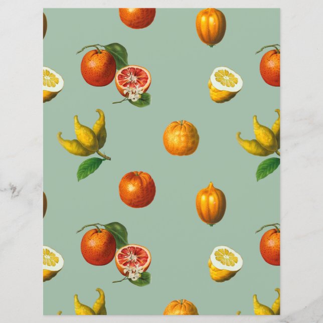 Vintage citrus botanical paper sheet (Front)