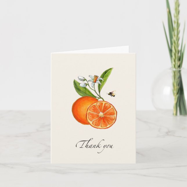 Vintage Citrus Orange folded Thank You Card (Front)