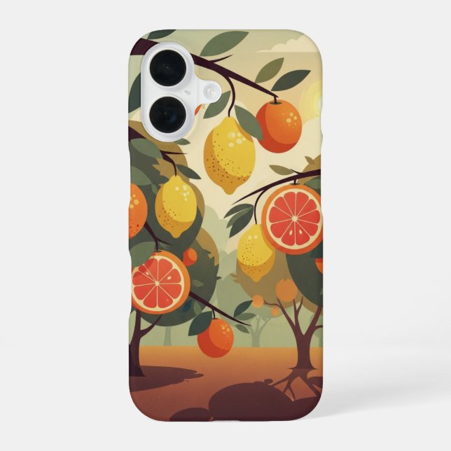 Vintage Citrus Orchard iPhone 16 Case (Back)