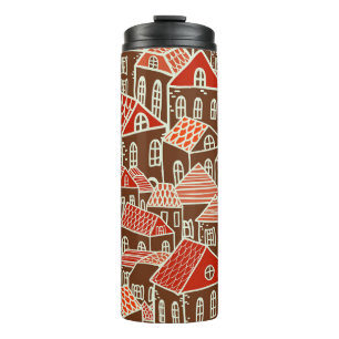 Vintage City Buildings Seamless Pattern Thermal Tumbler