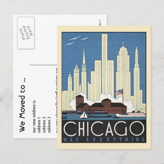 Vintage City, Chicago, Illinois, Change of Address Announcement Postcard