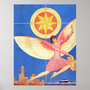 Vintage city fairy  poster