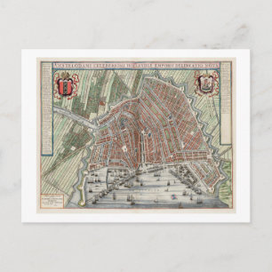 Vintage city map of Amsterdam Postcard