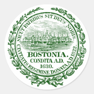 Vintage City of Boston Seal, green Classic Round Sticker