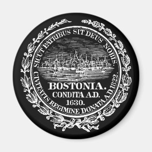 Vintage City of Boston Seal, white Magnet