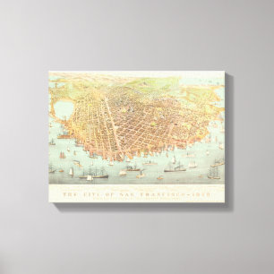 Vintage City of San Francisco Restored Map, 1878 Canvas Print