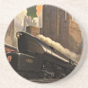 Vintage City, T1 Duplex Train on Railroad Tracks Coaster