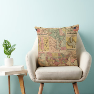 Vintage Civil War Military Strategic Maps, 1861 Throw Pillow