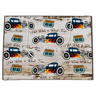 Vintage Class Hot Rod Car "Hot Rods & Road Trips" Large Gift Bag