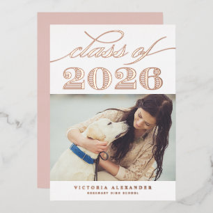 Vintage Class of 2026 Photo Graduation Rose Gold
