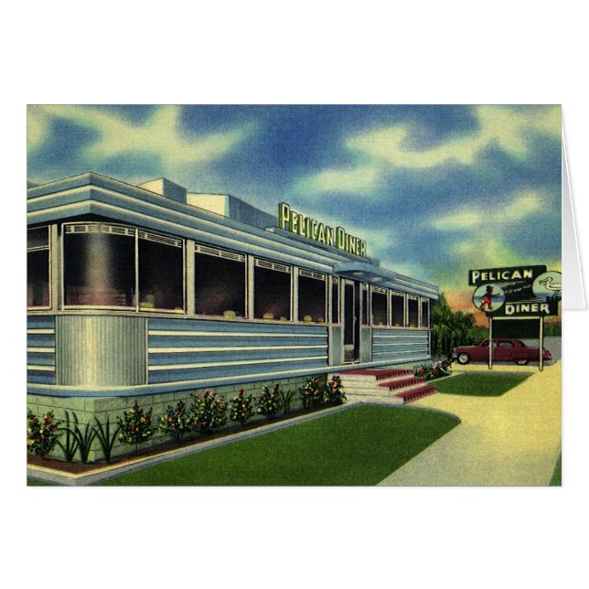 Vintage Classic 50s Retro Restaurant Pelican Diner (Front Horizontal)