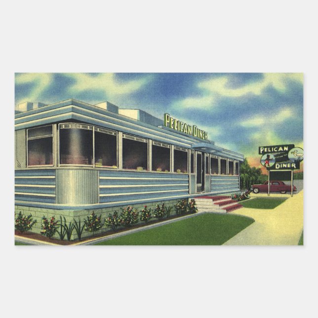 Vintage Classic 50s Retro Restaurant Pelican Diner Sticker (Front)