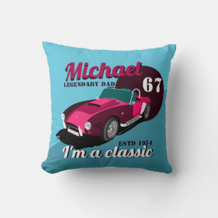 Vintage classic antique car legendary dad name throw pillow