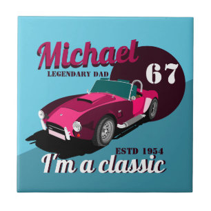 Vintage classic antique car legendary dad name  tile