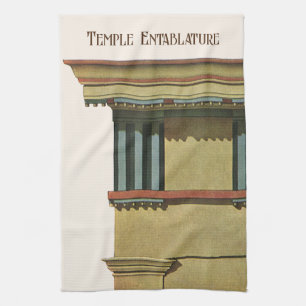 Vintage Classic Architecture, Temple Entablature Kitchen Towel