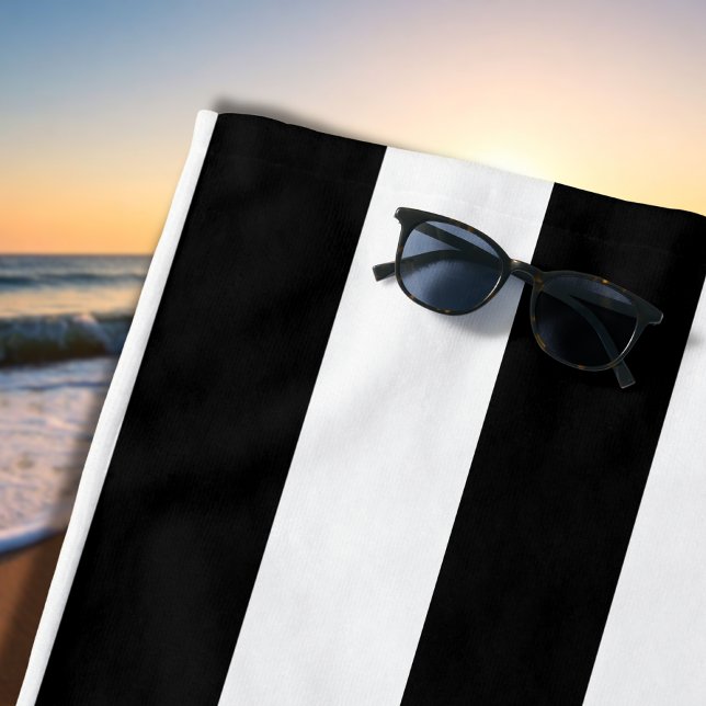 Vintage Classic black & white stripes Beach Towel (Creator Uploaded)