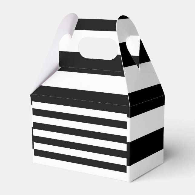 Vintage Classic black & white stripes Favor Box (Front Side)