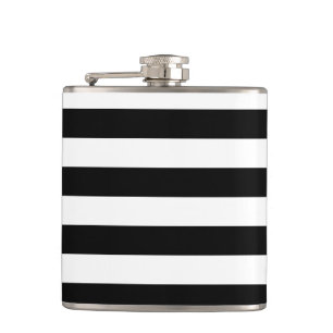 Vintage Classic black & white stripes Hip Flask