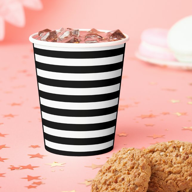 Vintage Classic black & white stripes Paper Cups (Creator Uploaded)