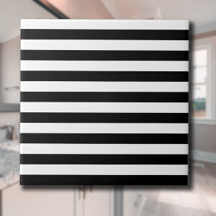 Vintage Classic black & white stripes Tile