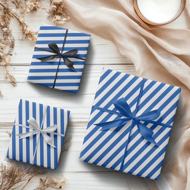 Vintage Classic Blue & White Stripes  Wrapping Paper Sheet (Creator Uploaded)