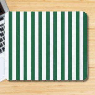 Vintage Classic Bottle Green & White Stripes Mouse Pad