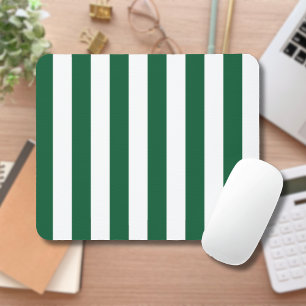 Vintage Classic Bottle Green & White Stripes Mouse Pad
