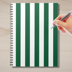 Vintage Classic Bottle Green & White Stripes Notebook