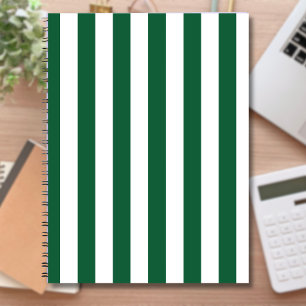 Vintage Classic Bottle Green & White Stripes Notebook