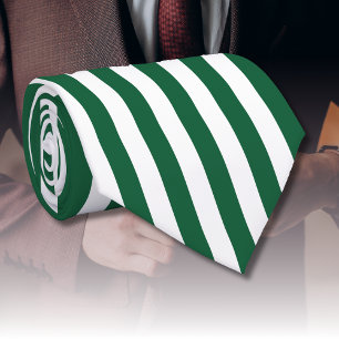 Vintage Classic Bottle Green & White Stripes Tie