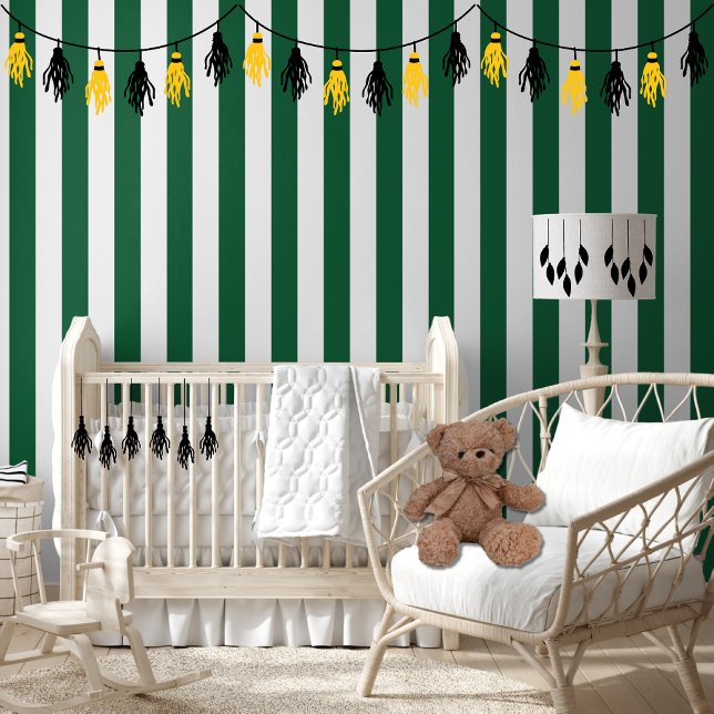 Vintage Classic Bottle Green & White Stripes Wallpaper (Creator Uploaded)