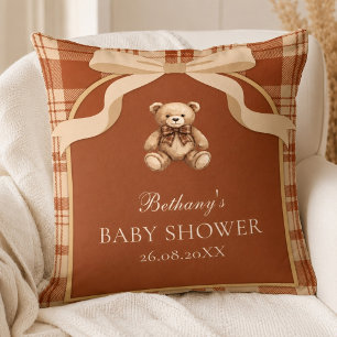 Vintage Classic British Charm Teddy Bear Preppy Throw Pillow