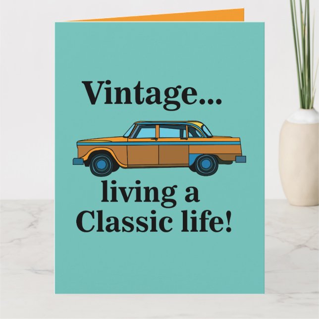 Vintage Classic Car Birthday Card (Front)