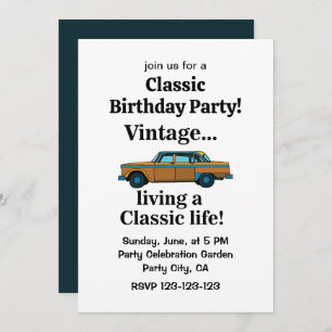 Vintage Classic Car Birthday Invitation