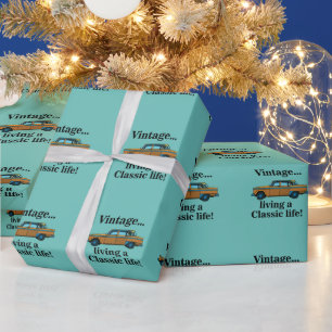 Vintage Classic Car Birthday Wrapping Paper