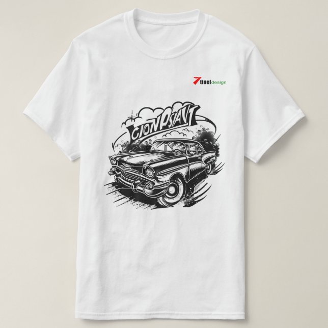 Vintage Classic Car Graphic Double-Sided T-Shirt (Design Front)