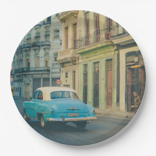Vintage Classic Car Havana Cuba Street Photography Paper Plate