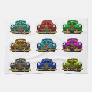 Vintage classic car kitchen towel