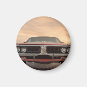 Vintage Classic Car Sunset View Magnet