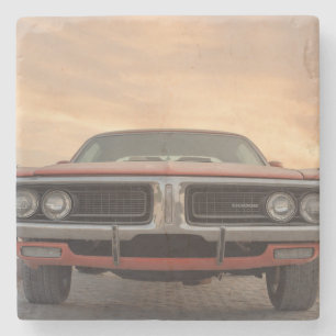 Vintage Classic Car Sunset View Stone Coaster