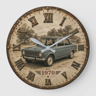 Vintage Classic CarRetro Sedan Automobile  Large Clock