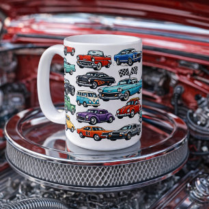 Vintage Classic Cars Collage Pattern Coffee Mug