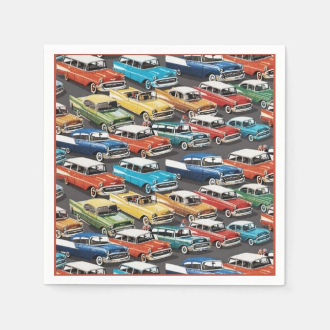 Vintage Classic Cars Pattern Napkins (Front)
