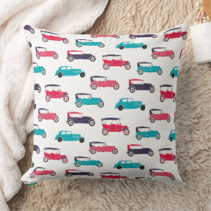 Vintage Classic Cars Pattern Throw Pillow