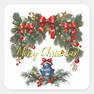 Vintage Classic Christmas I Square Sticker