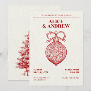 Vintage Classic Christmas ornament wedding Invitation