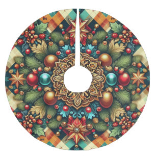 Vintage/Classic colorful Christmas Brushed Polyester Tree Skirt